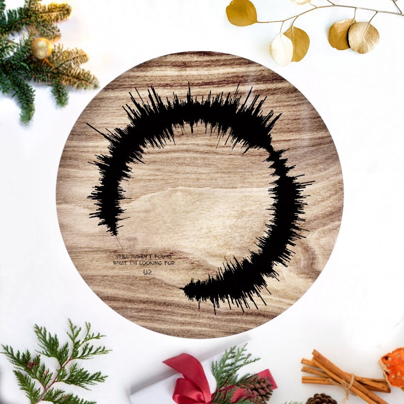 Round Wooden Sound Wave Print, Unique Holiday Gift Ideas | CIRCLE