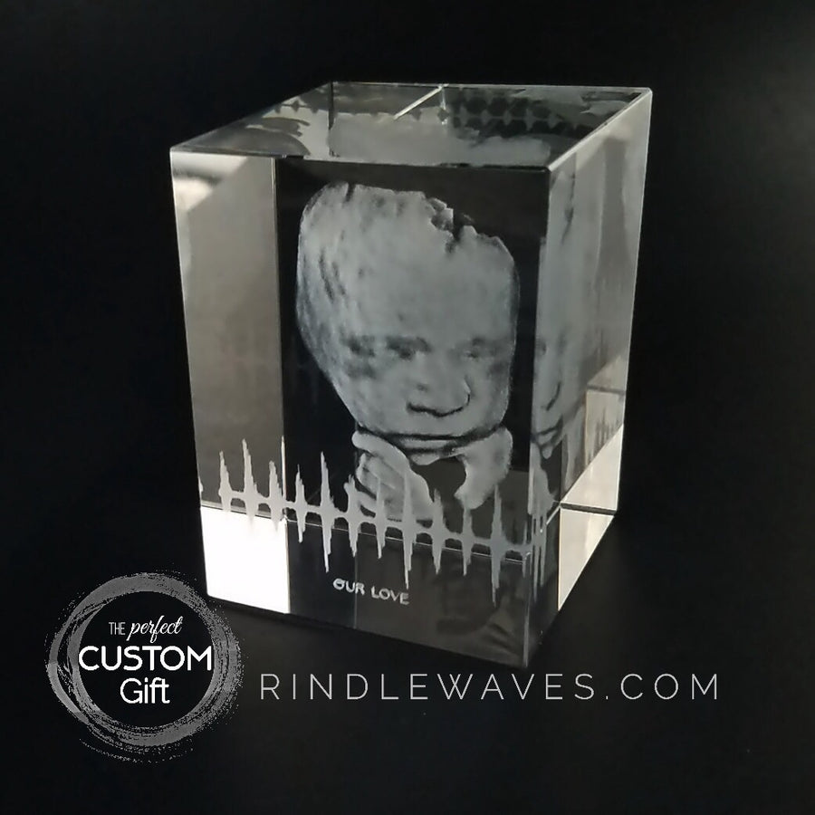 Custom Crystal 3D print with Sound Wave Heartbeat | CRYSTAL