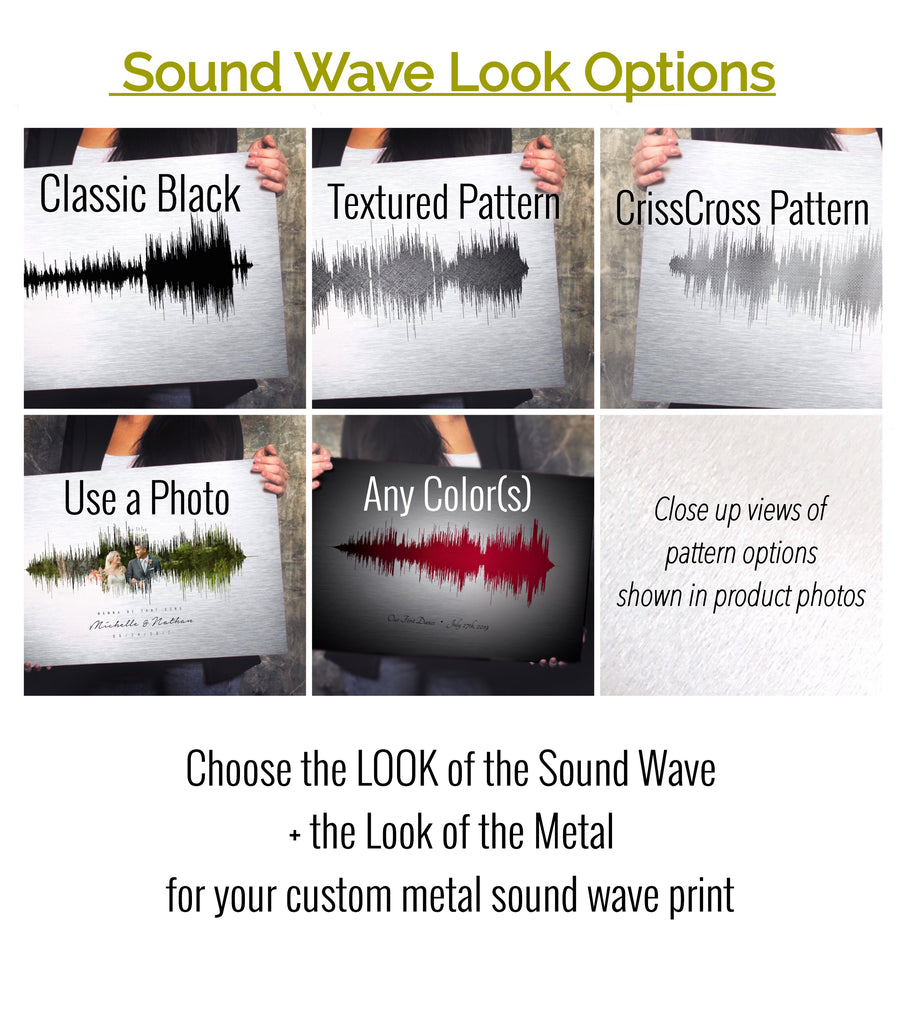 Traditional Ten Year Anniversary Gift Idea, Aluminum Metal Sound Wave Art Print METAL