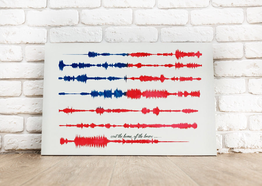 National Anthem Sound Art Print, USA Anthem Sound Wave Print | PREMADE