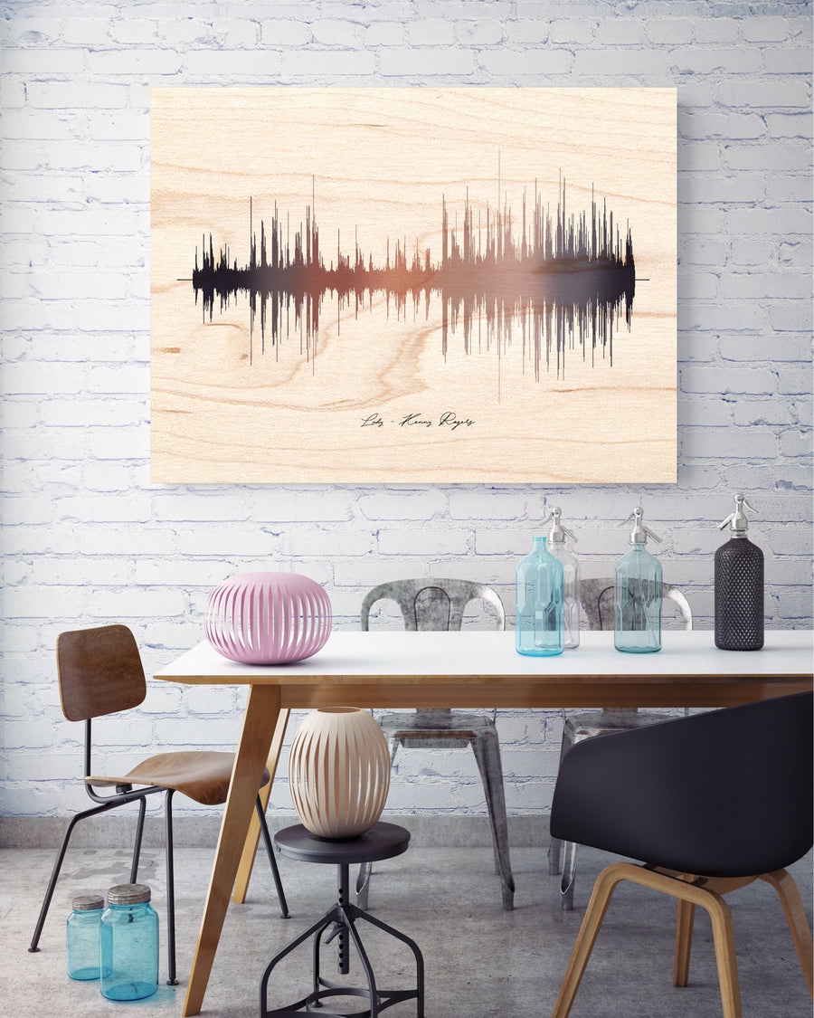Wooden Anniversary Gifts for Him Sound wave on Birch Wood | WOOD