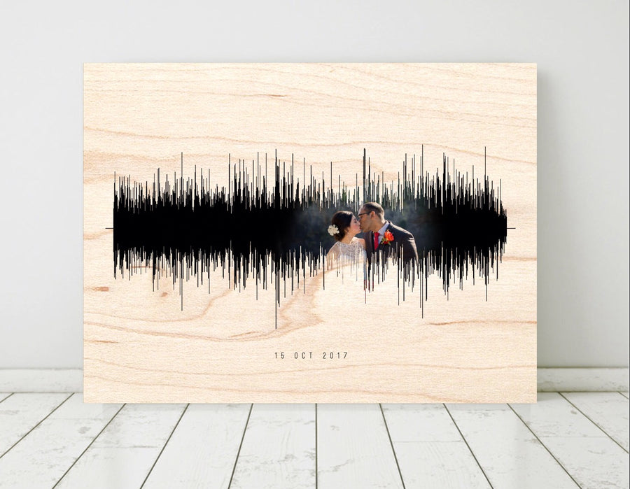 Wooden Anniversary Gifts Soundwave on Birch Wood Custom Look and Tone | WOOD