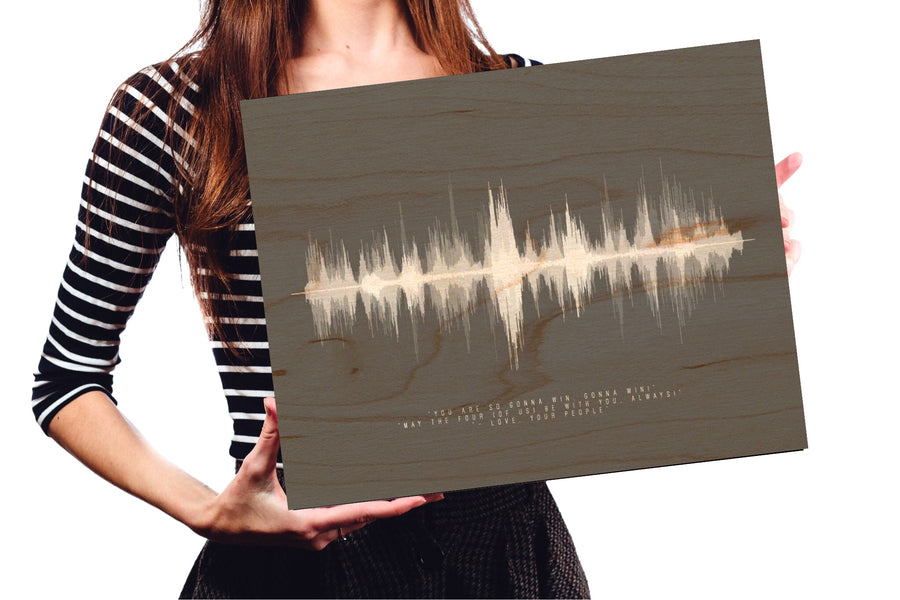 In Remembrance of a Loved One, Sound Art Memorial on Wood, Sound wave on Birch Wood | WOOD
