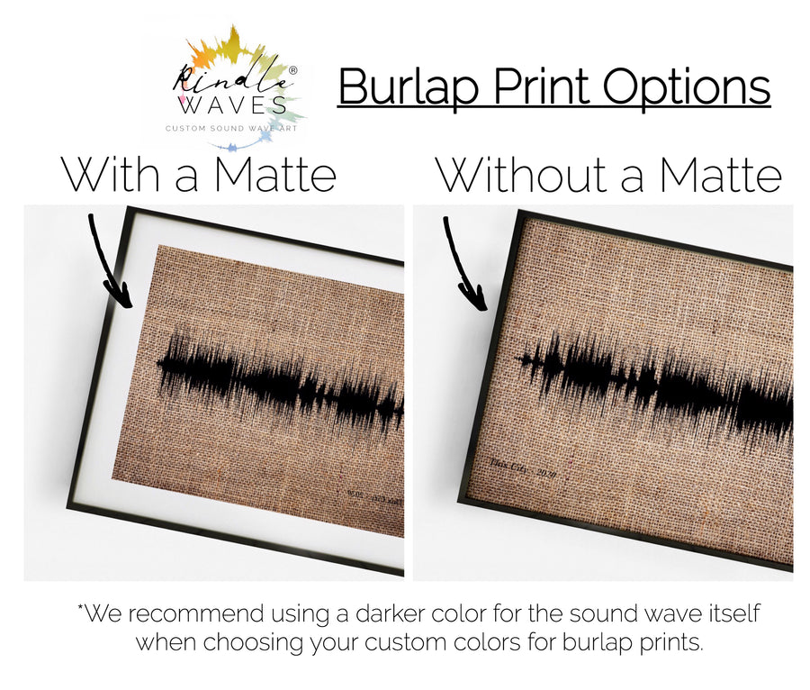Burlap Engagement Gift Idea, Large Burlap Print Soundwave Print, Custom Sound Wave Art | BURLAP