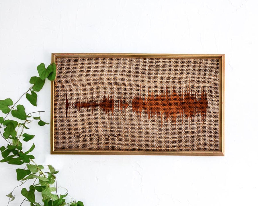 Custom Burlap Decor, Sound Waves Art on Burlap, Framed Burlap Print | BURLAP