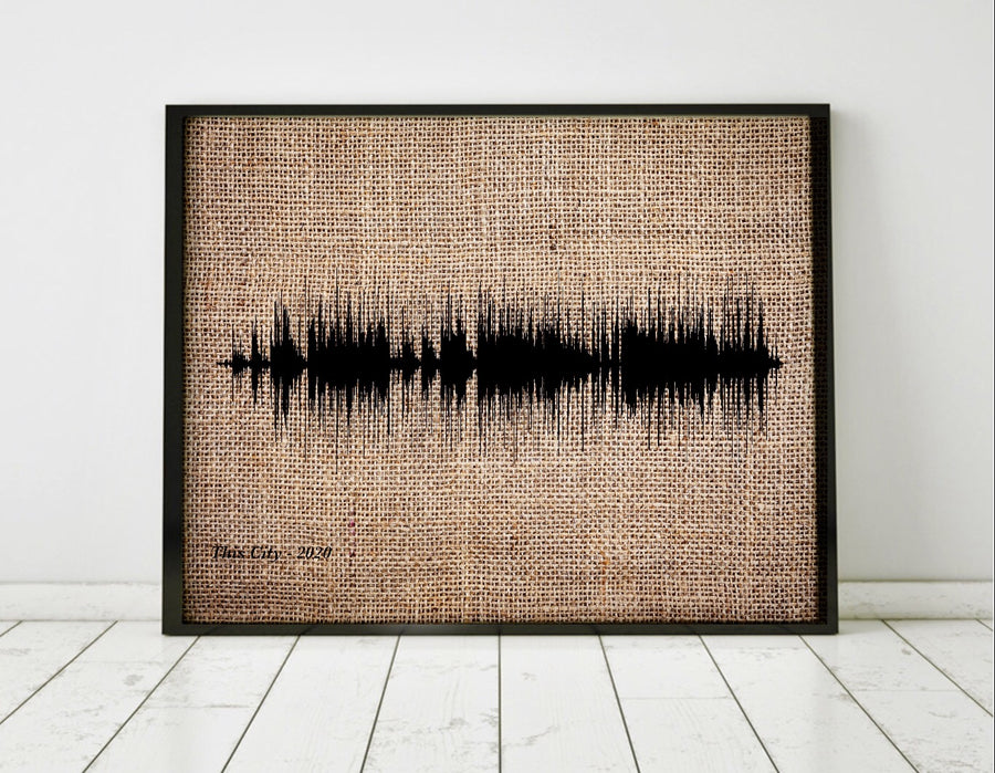 Custom Burlap Decor, Sound Waves Art on Burlap, Framed Burlap Print | BURLAP
