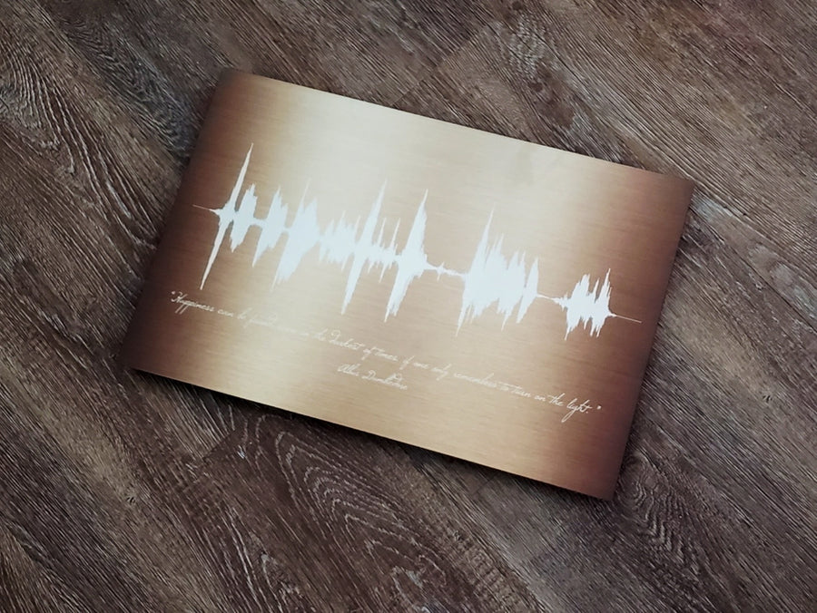Gold Tone Metal Print, Gold Anniversary Gift idea, Gold Sound Wave Print for Her | METAL