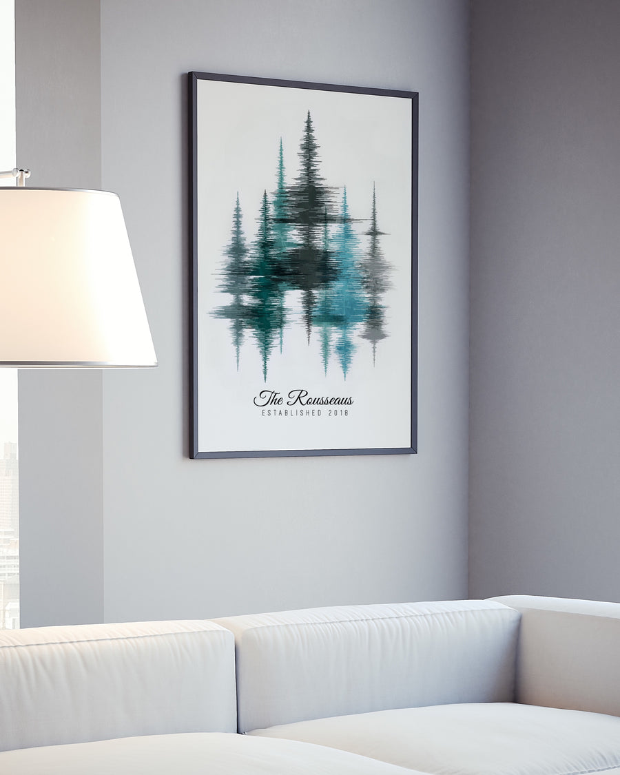 Family Name Sign, First Year Anniversary Gift, Layered Sound Wave Art Custom Art Print | PAPER